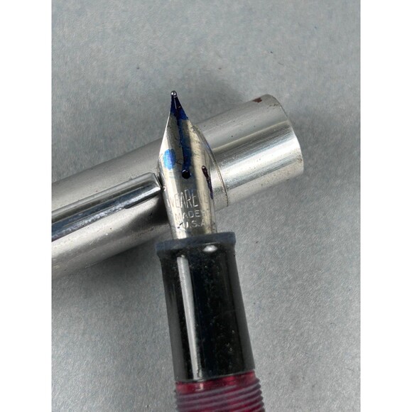 Wearever Made in USA Fountain Pen Translucent Red Plastic and Chrome Cap 1950-60 - Picture 2 of 5